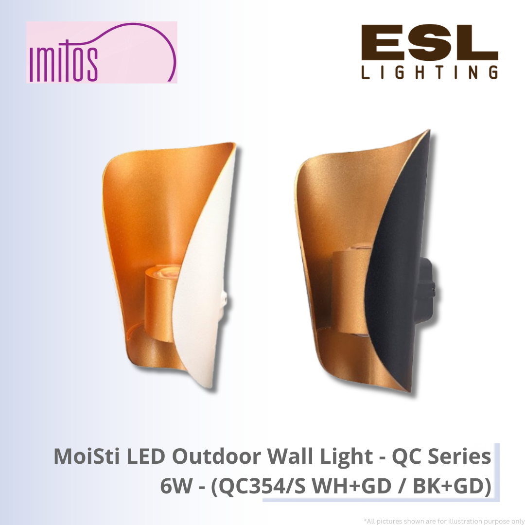 IMITOS MoiSti LED Outdoor Wall Light - QC Series 6W - QC354/S WH+GD / BK+GD