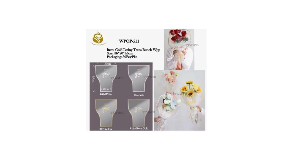 Frame Trans Bunch Flower Wrapper – Clear Structured Sleeves for Luxury Bouquets (WPOP-511)