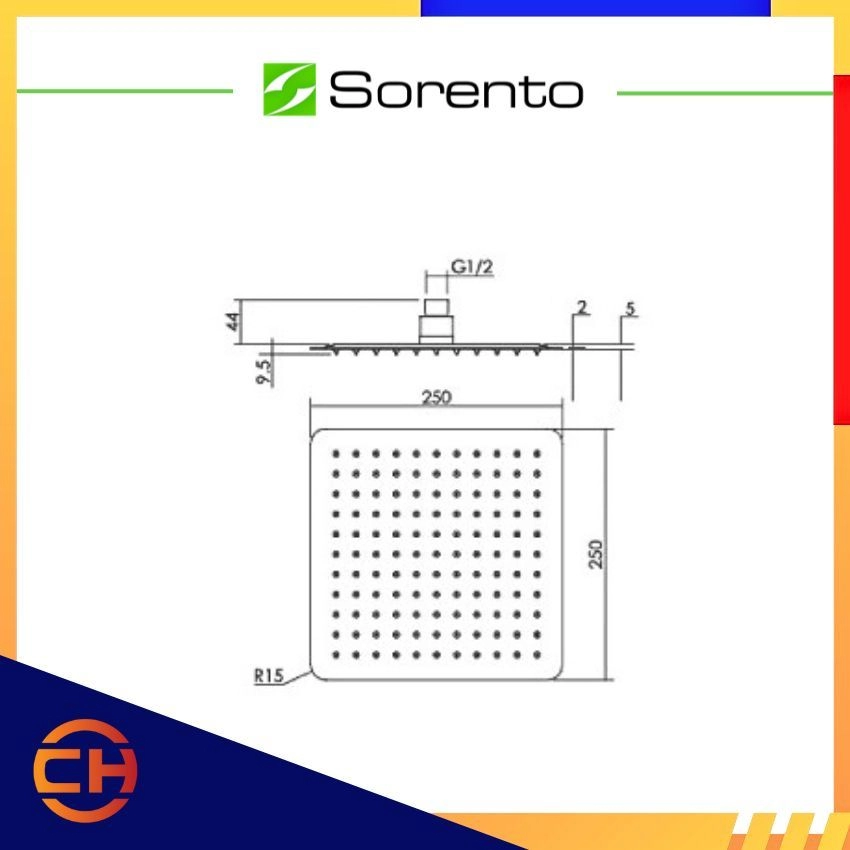 SORENTO BATHROOM SHOWER & BIDET SRTSH882 / SRTSH884 / SRTSH886 RAIN SHOWER HEAD STAINLESS STEEL 304 ( CHROME )