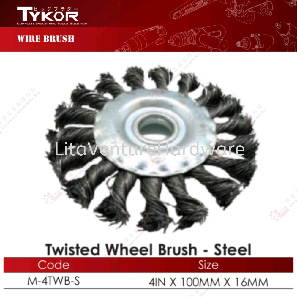 TYKOR BRAND TWISTED WHEEL BRUSH STEEL - M4TWBS