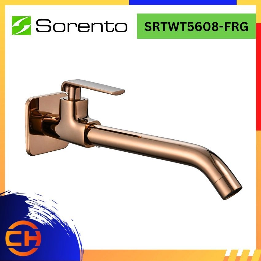 SORENTO BATHROOM FAUCET SRTWT5608-FRG Wall mounted Basin Tap Copper Full Rose Gold ( L260MM x W50MM x H75MM )