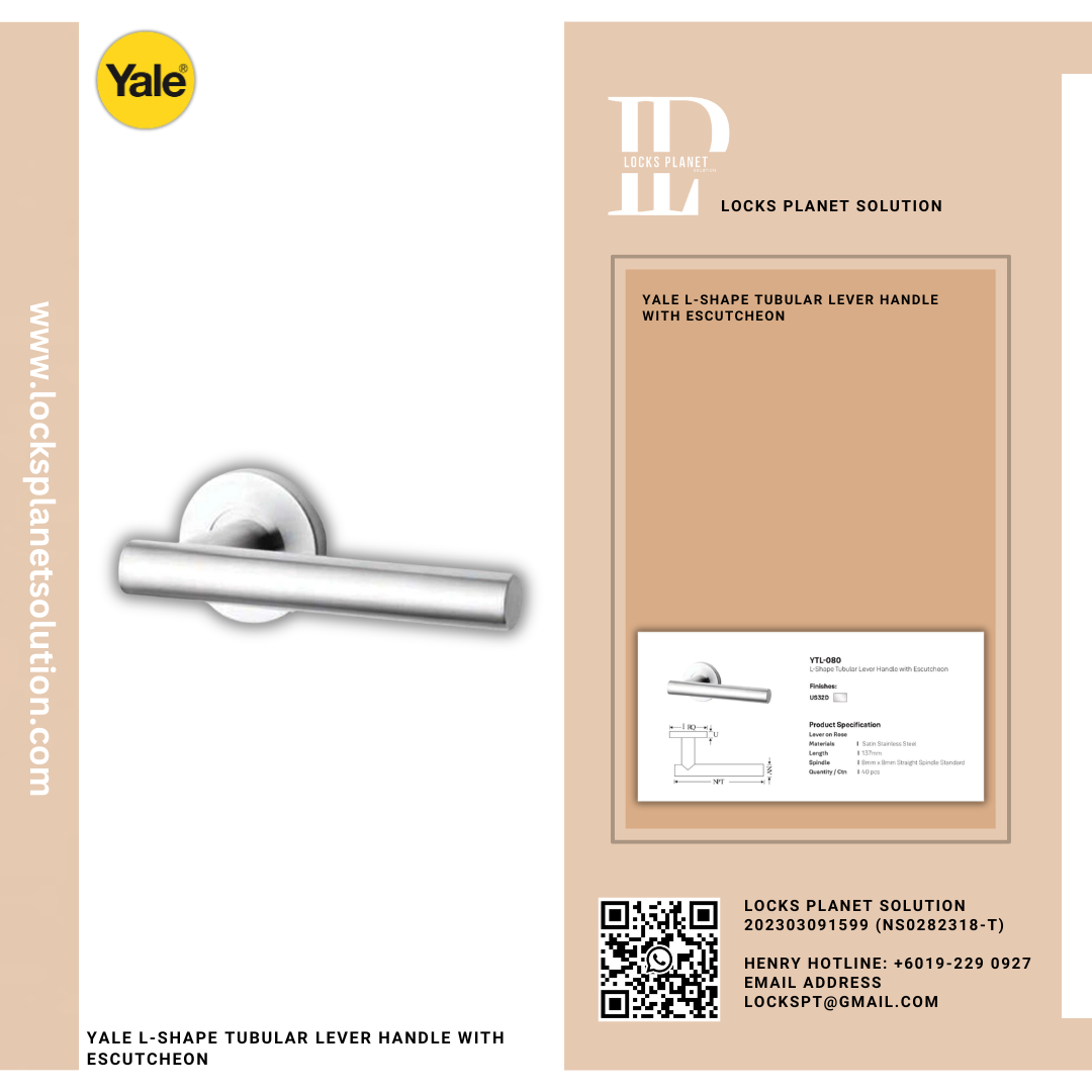 YALE L-SHAPE TUBULAR LEVER HANDLE WITH ESCUTCHEON