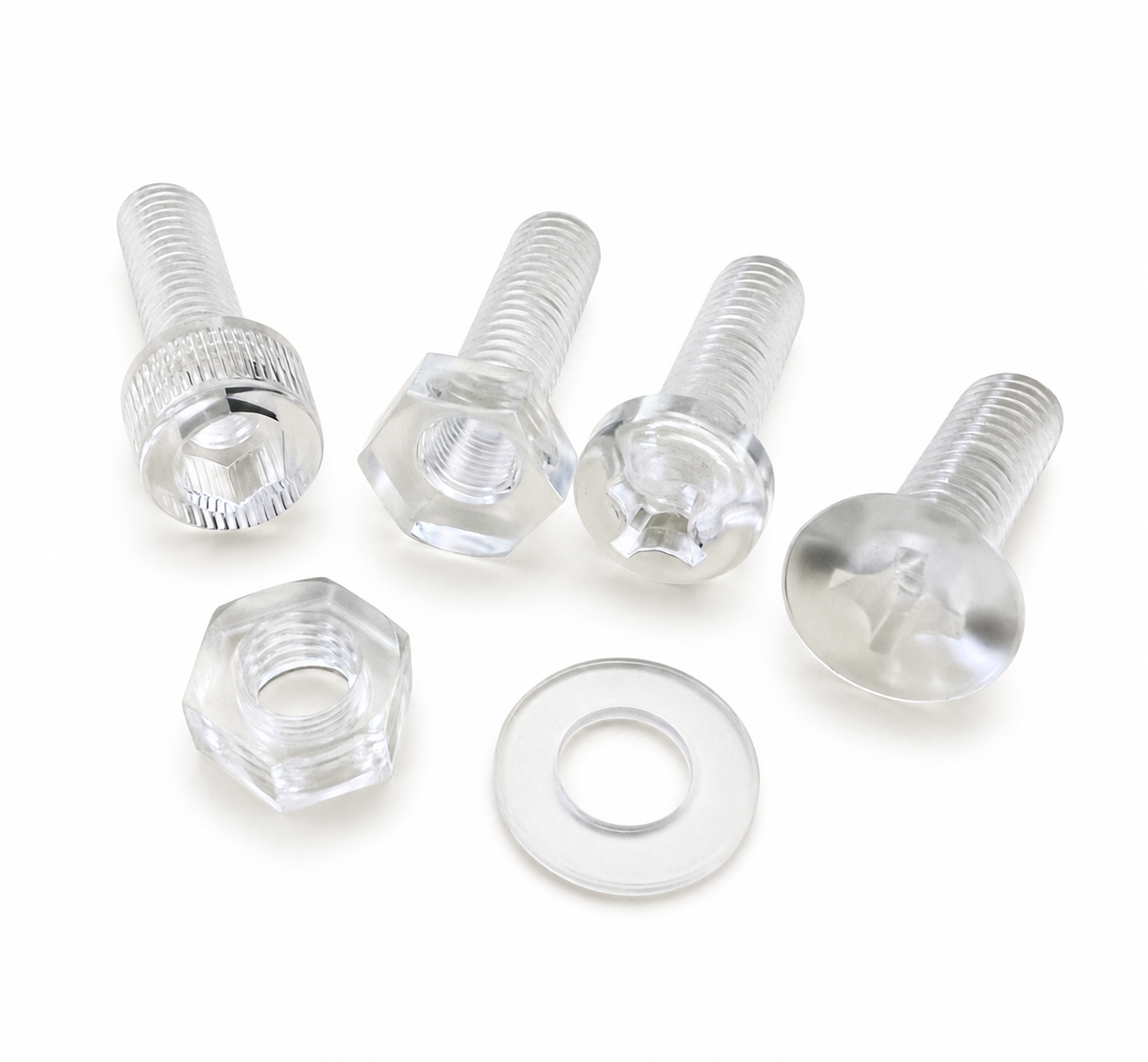 Custom-Made Polycarbonate (PC) Screws, Nuts & Washers – Lightweight and Durable Fasteners for Versatile Applications