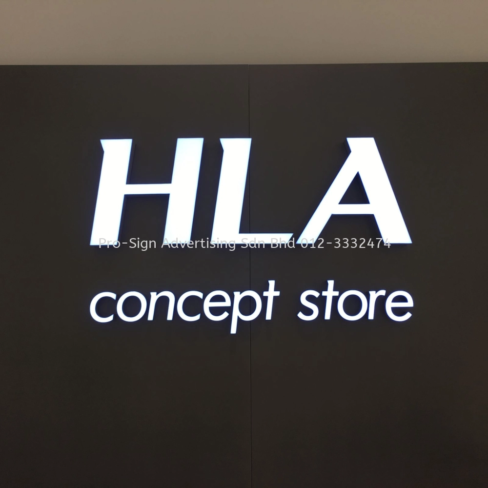 3D RIMLESS BOX UP LED FRONT LIT COUNTER SIGNAGE (HLA CONCEPT STORE, KLCC, 2020)