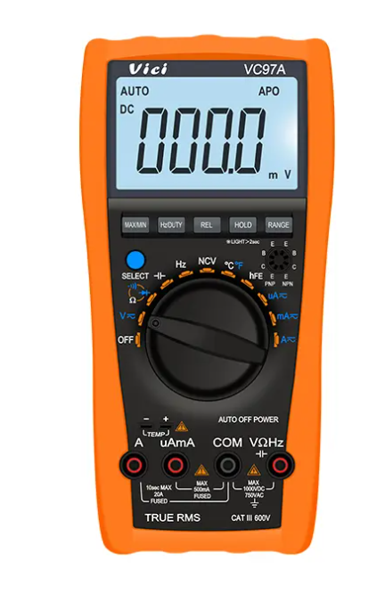 Vici VC97A Max 4000 digits, True RMS, NCV Tests, Max/Min, Data hold, Backlight.