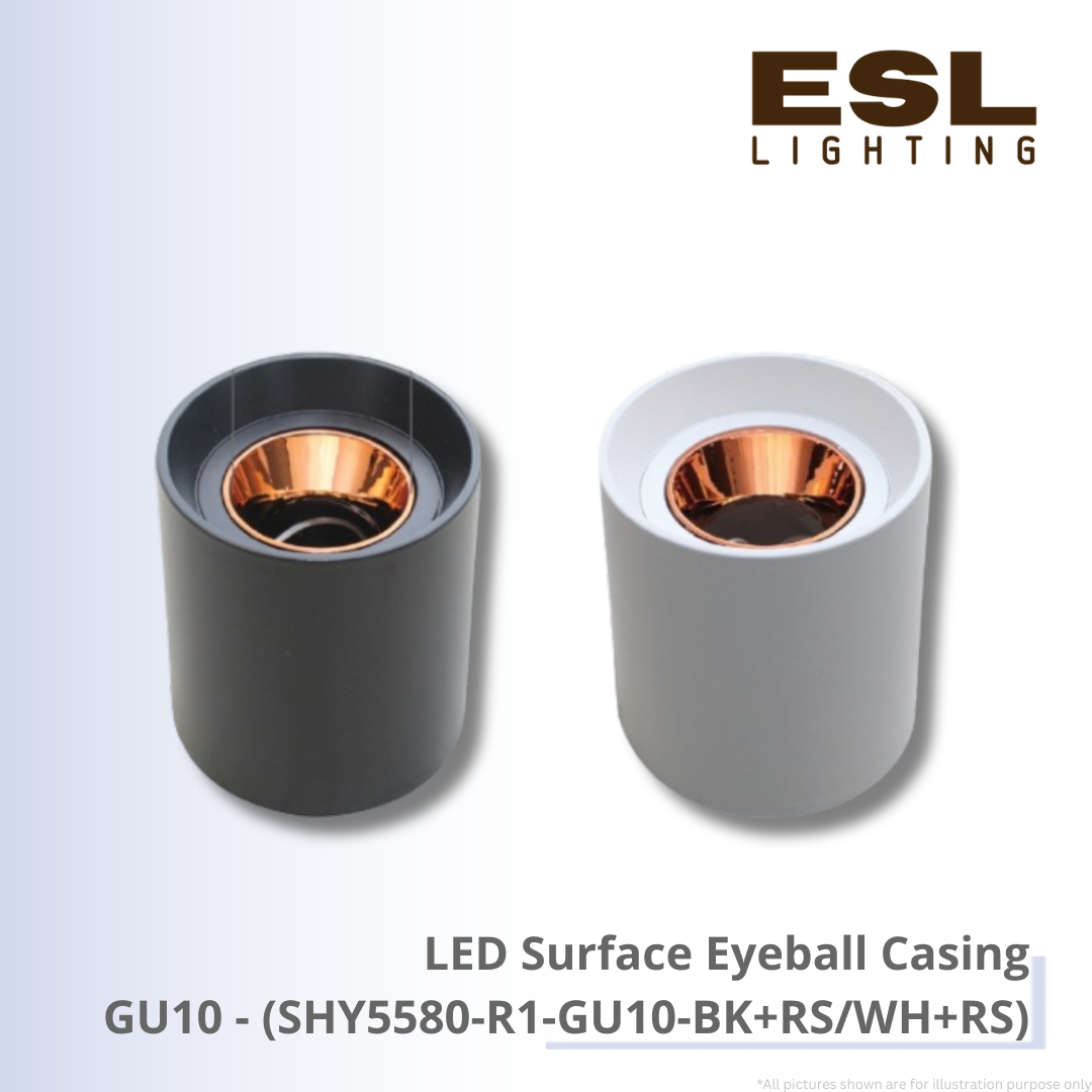 LED Surface Eyeball Casing GU10 White,Black,Rose Gold - SHY5580-R1-GU10-BK+RS/WH+RS