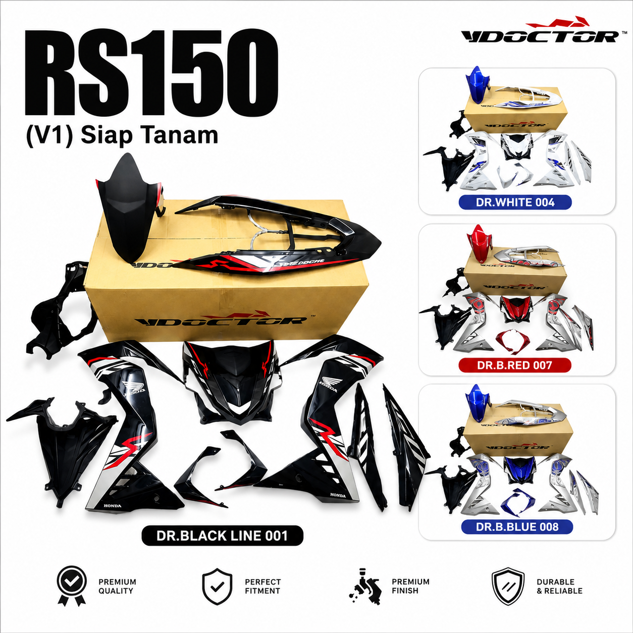 RS150 (V1) DOCTOR Siap Tanam Cover Set Motor ( 8 Design )