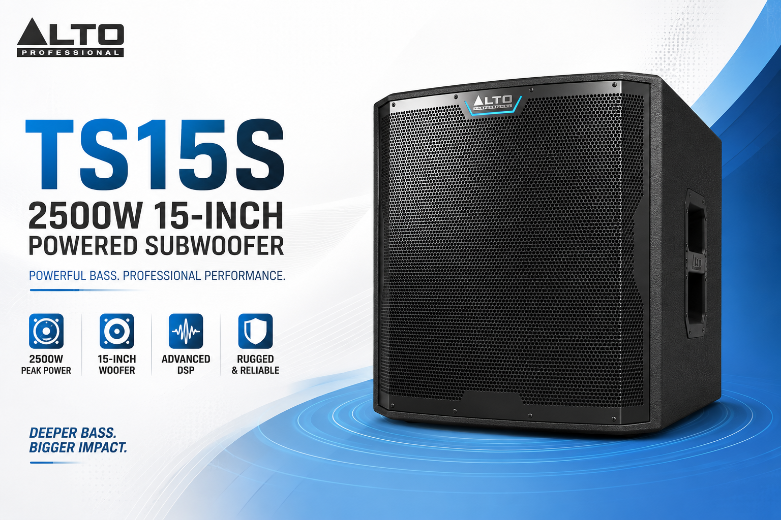 Alto TS15S 2500W 15寸有源低音炮 – 专业PA系统低频音箱