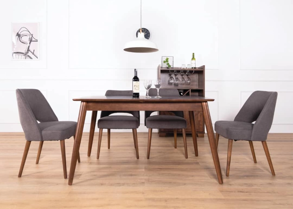 Bowie Dining Set (130cm - 160cm  L Table + 4 Chairs)