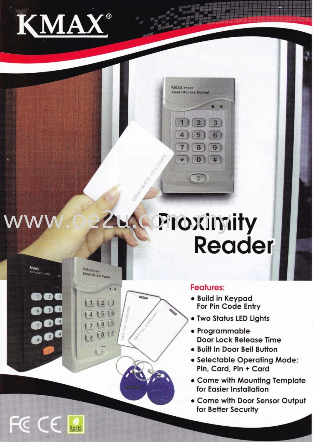 KMAX PT-E50 Door Access Control (Complete with Basic Door Access Accessories)