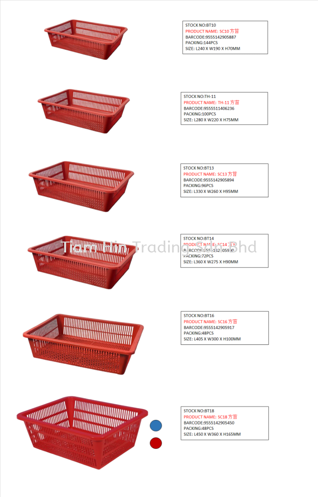 Rectangular Plastic Colander Basket & Red Hamper Tray Malaysia, Melaka ...