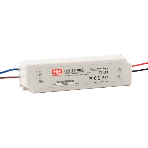 MEAN WELL LED Driver LPC-60-1050 9~48V 1050mA 60Watt 2Yrs Warranty Constant Current IP67 Water Resistant Fully Encapsulated MEANWELL Malaysia Quality PSU