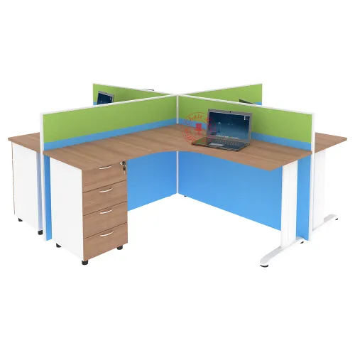 MJ L-Shape Workstation Cluster of 4 / Office Table Workstation / Meja Pejabat Kerja / Meja office