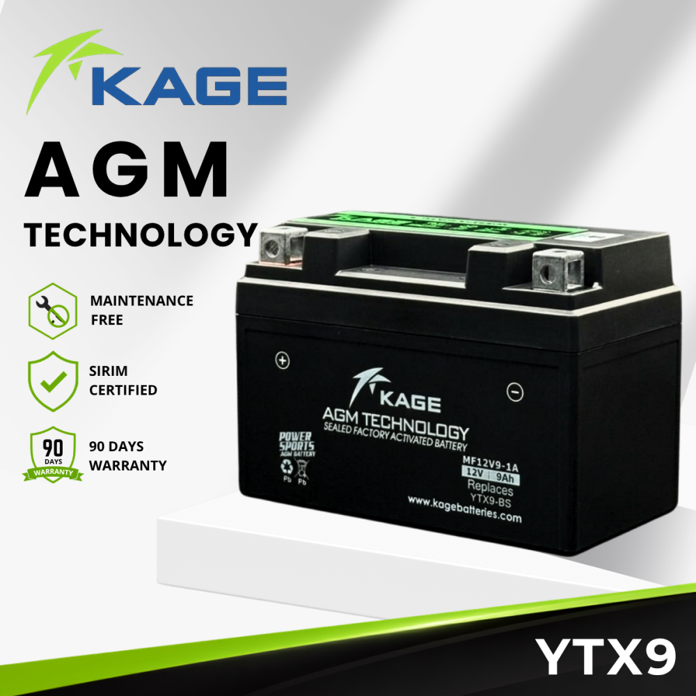 YTX9-BS KAGE - Bateri SYM200/DUKE200,390/Z800,Z900, ZX6/KTM390/CBR150, 600/Benelli imperiale 400