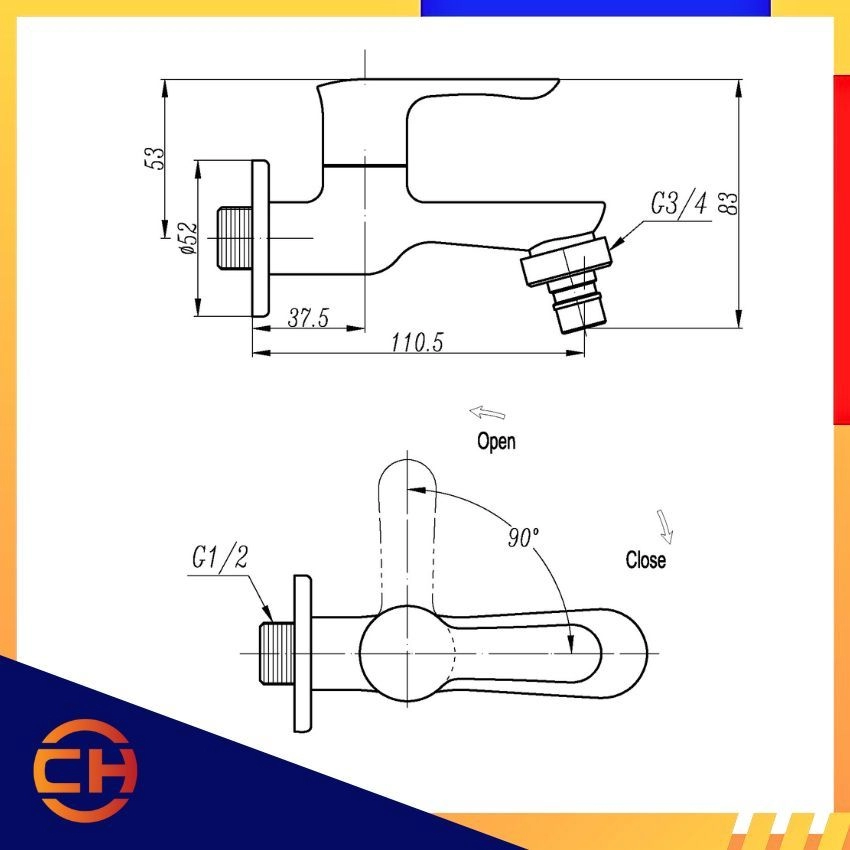 SORENTO BATHROOM BIB TAP SRTWT5805 Hose Bib Tap ( L110.5MM x W52MM x H83MM )