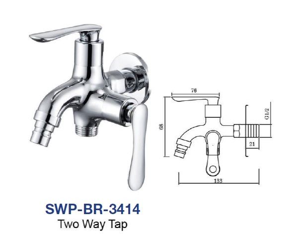 SWP-BR-3414  Two Way Tap - Brass