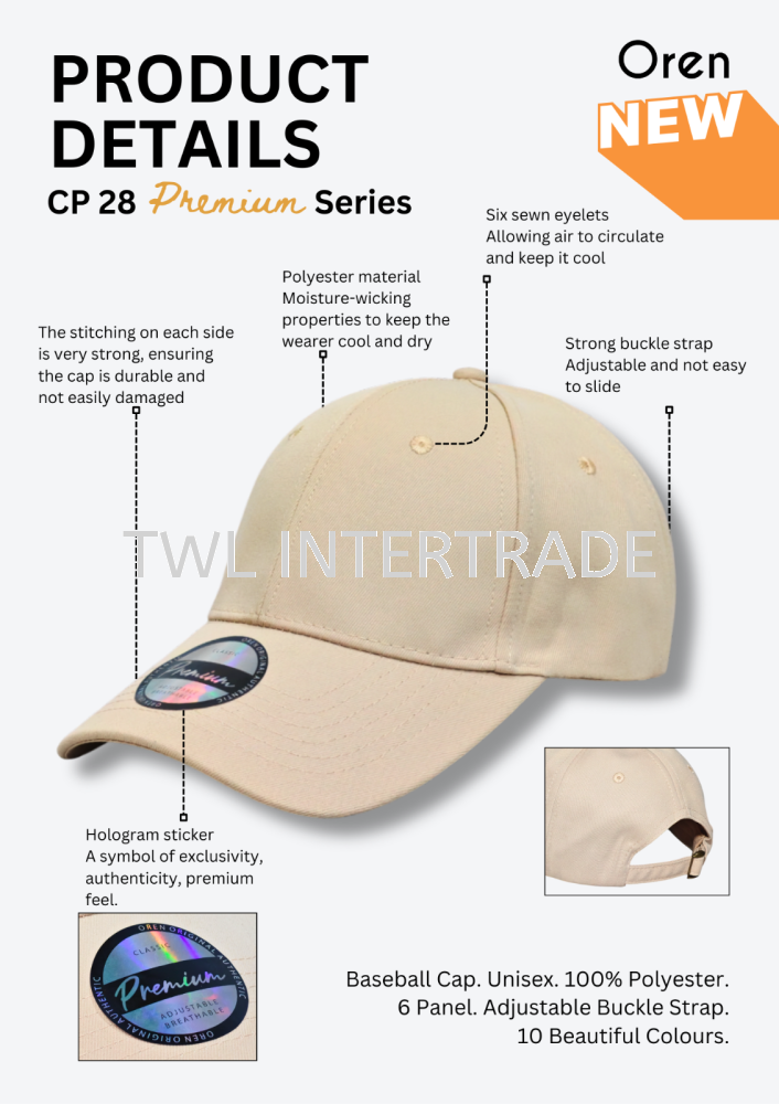 CP28 — OREN SPORT 6-PANEL POLYESTER BASEBALL CAP [NEW PRODUCT 2025 ...