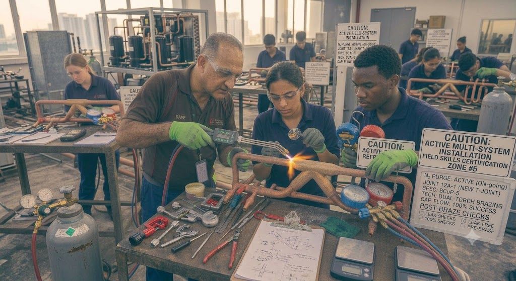 HVAC copper pipe brazing installation training skills