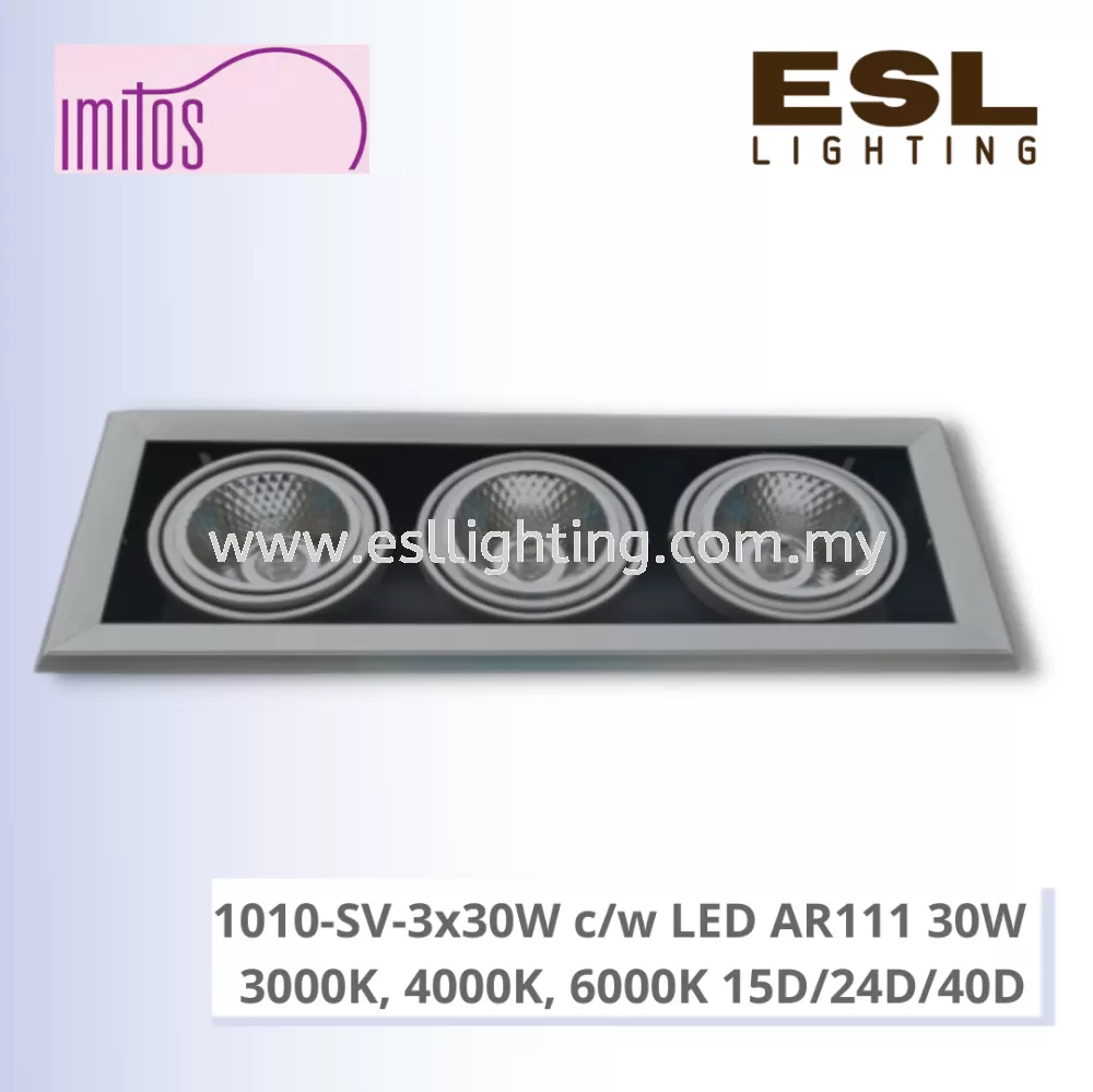 IMITOS LED EYEBALL 1010-SV-3x30W c/w LED AR111 30W 3000K, 4000K, 6000K 15D/24D/40D