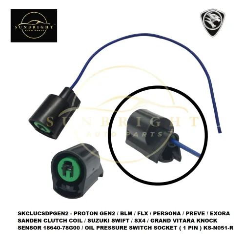 SKCLUCSDPGEN2 - PROTON GEN2 / BLM / FLX / PERSONA / PREVE / EXORA SANDEN CLUTCH COIL / SUZUKI SWIFT / SX4 / GRAND VITARA KNOCK SENSOR 18640-78G00 / OIL PRESSURE SWITCH SOCKET ( 1 PIN ) KS-N051-R