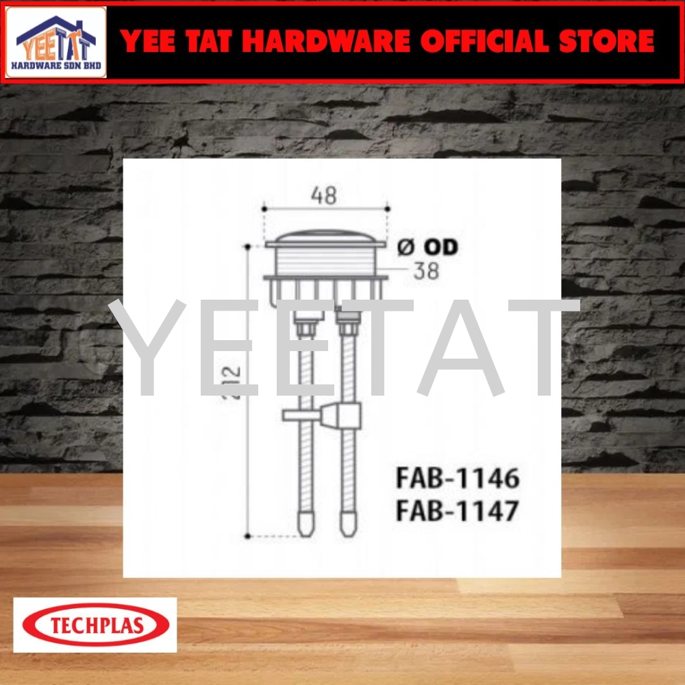 [ TECHPLAS ] FAB-1146 / 1147 Chrome Plated Single / Dual Push Button 38mm