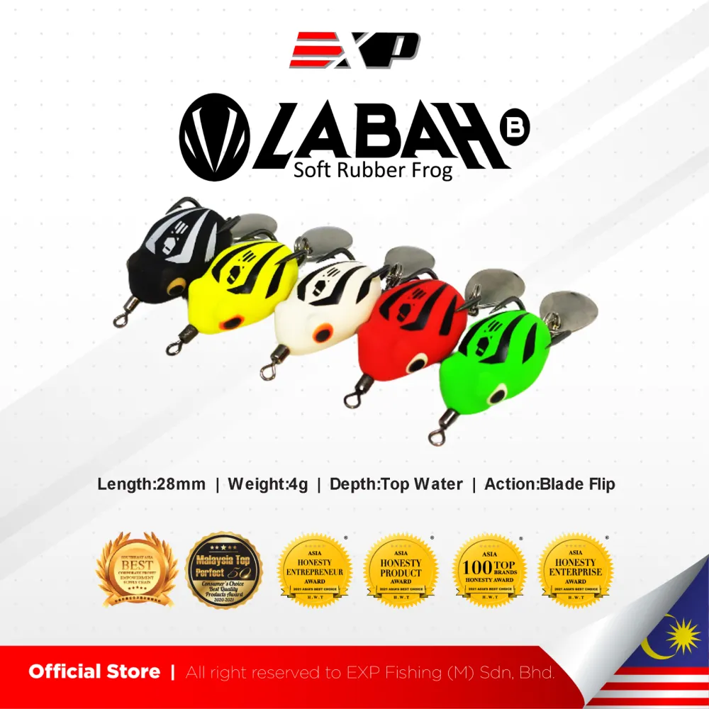 EXP LABAH B FROG  Soft Rubber Frog Expert For Snakehead Hunter Haruan/Toman Bunga/Bujuk