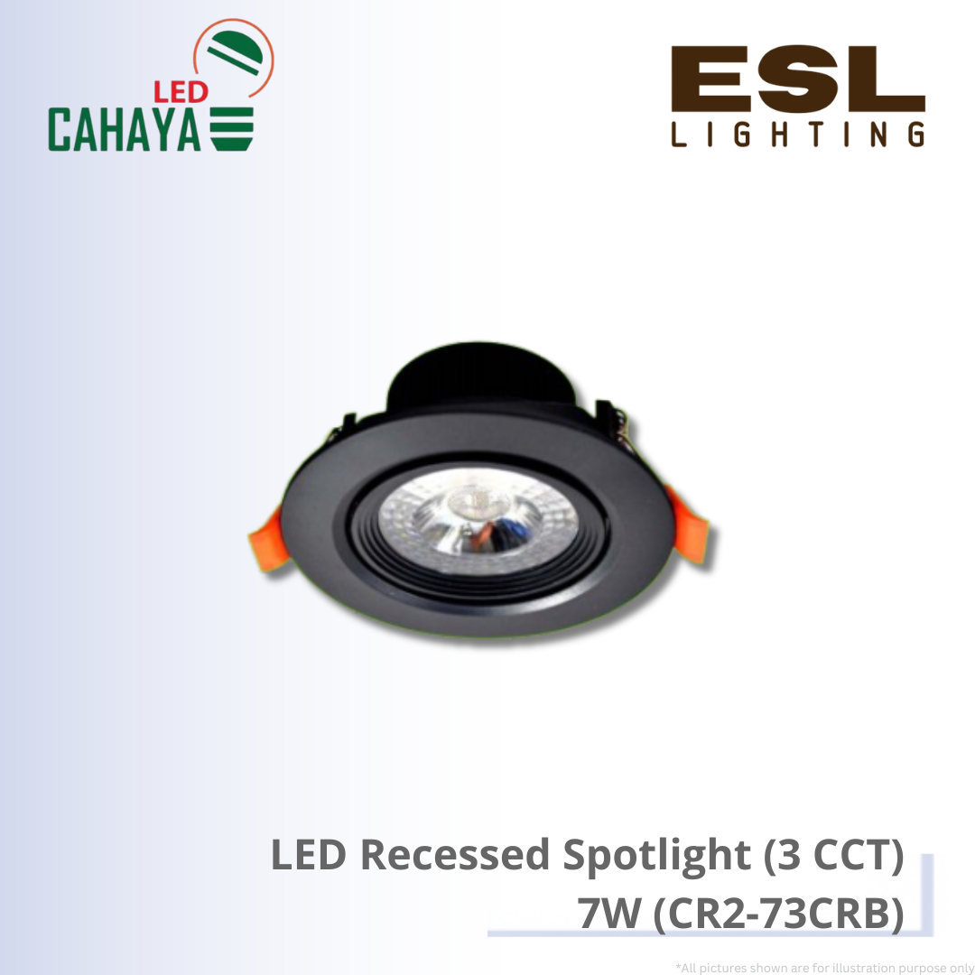 CAHAYA LED Recessed Spotlight CR2 Series 3CCT 7W - CR2-73CRB 3 Color LED Eyeball Black
