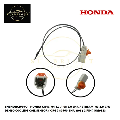 SNSNDHCIV04O - HONDA CIVIC '04 1.7 / '08 2.0 SNA / STREAM '03 2.0 S7A DENSO COOLING COIL SENSOR ( ORG ) 80560-SNA-A01 ( 2 PIN ) KM9323