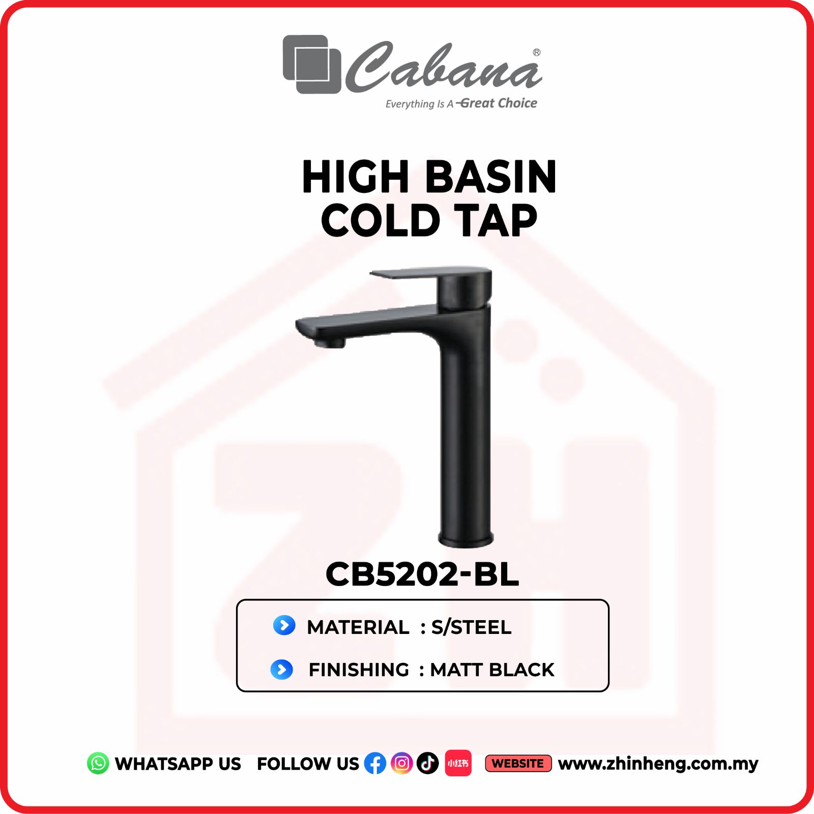 CABANA HIGH BASIN COLD TAP CB5202-BL