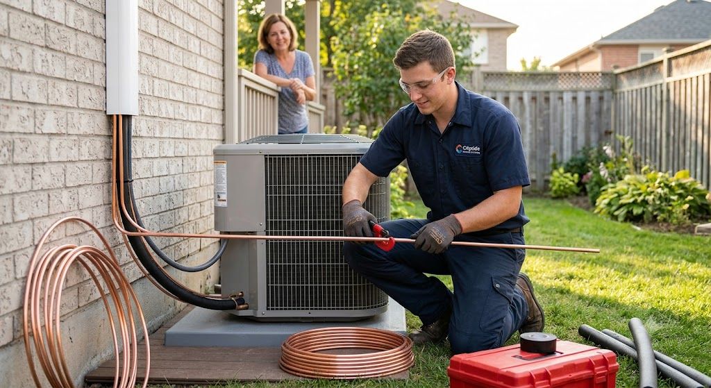 Residential AC piping installation