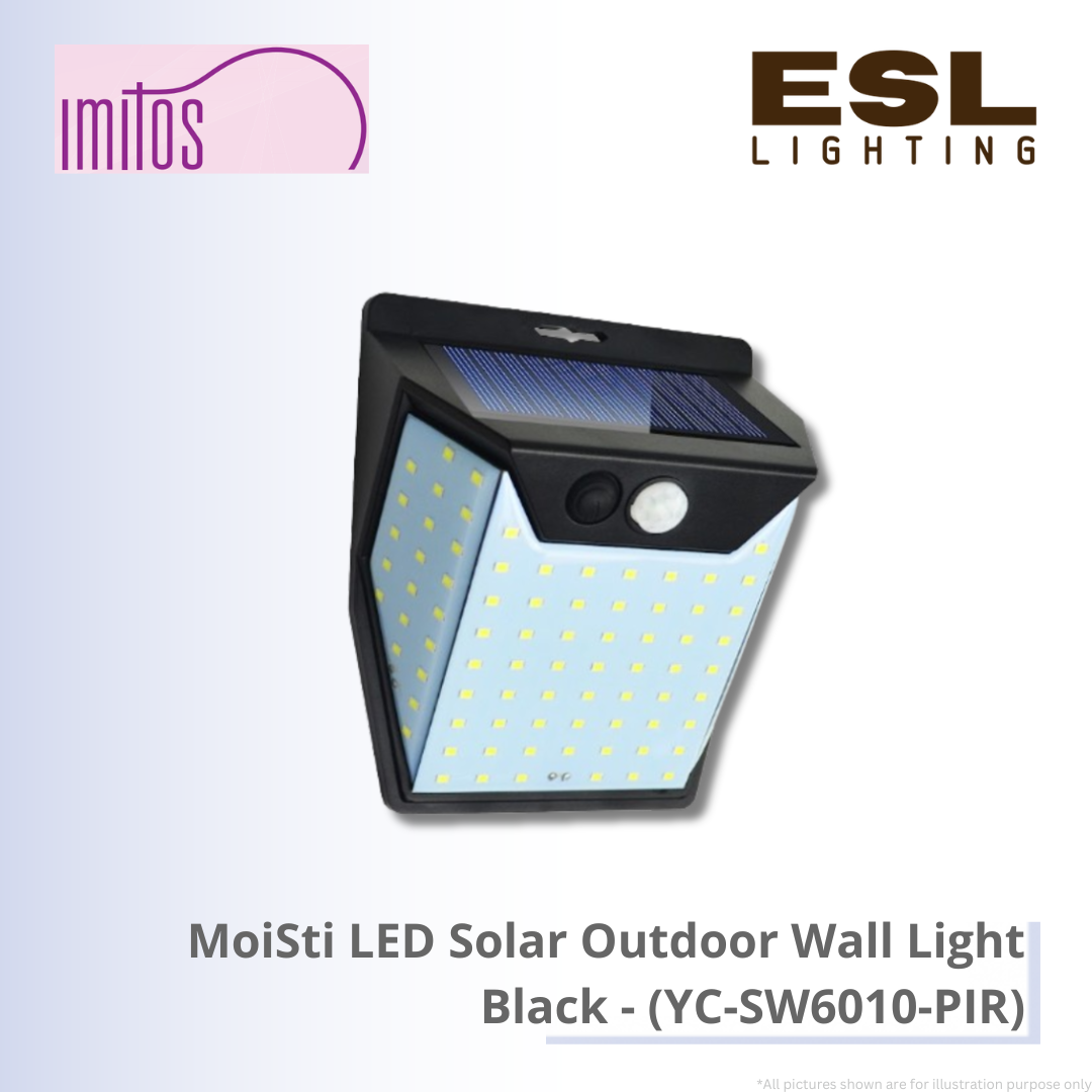 IMITOS MoiSti LED Solar Outdoor Wall Light Black - YC-SW6010-PIR IP65