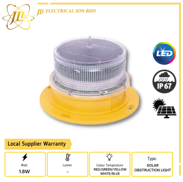 JLUX YSL10P 1.8W IP67 LED BASE SOLAR POWERED OBSTRUCTION LIGHT [RED/GREEN/YELLOW/WHITE/BLUE]