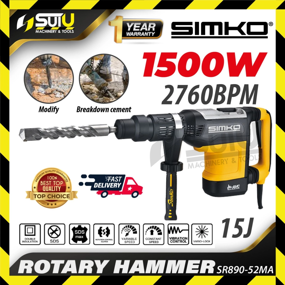 SIMKO SR890-52MA / SR89052MA SDS MAX Rotary Hammer 1500W 2760BPM