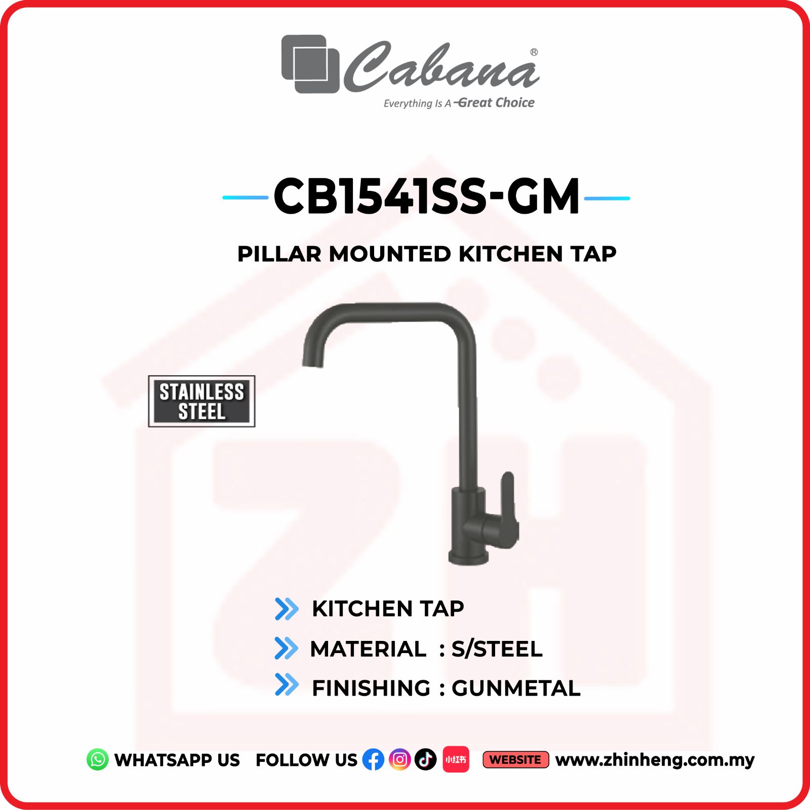 CABANA PILLAR MOUNTED TAP CB1541SS-GM