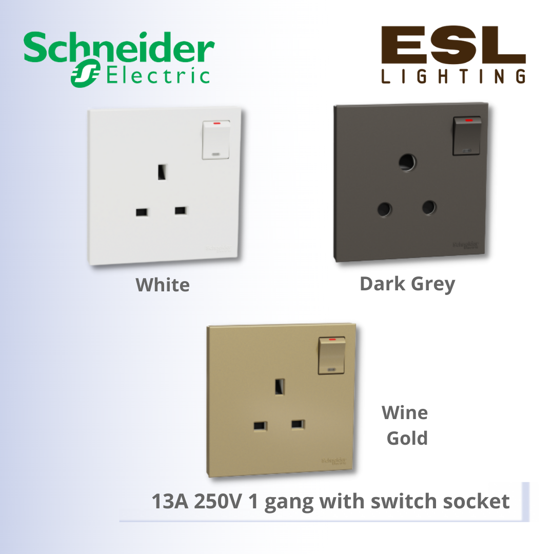 SCHNEIDER AvatarOn C 13A 250V 1 gang with switch socket - E8715_WE_G11 E8715_WG_G11 E8715_DG_G11