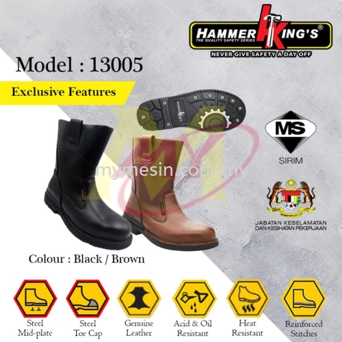 HAMMER KING'S 13005 Safety Shoes - Exclusive Features [Code Brown : 9182]