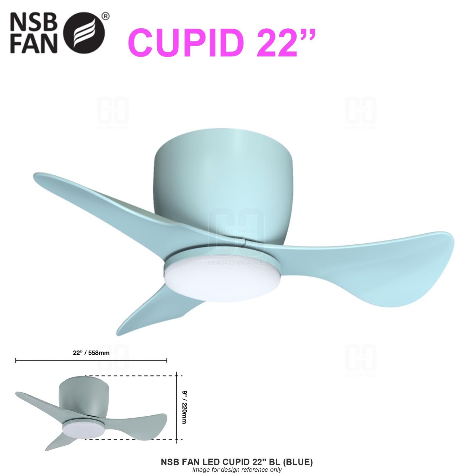 NSB FAN LED CUPID 22" BL BLUE