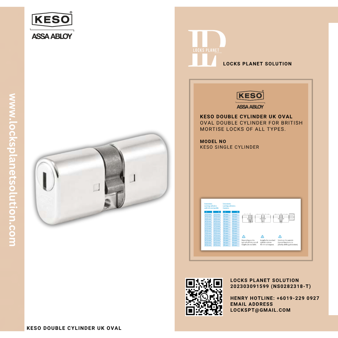 KESO DOUBLE CYLINDER UK OVAL
