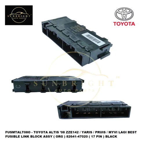 FUSMTALT08O - TOYOTA ALTIS '08 ZZE142 / YARIS / PRUIS / MYVI LAGI BEST FUSIBLE LINK BLOCK ASSY ( ORG ) 82641-47020 ( 17 PIN ) BLACK