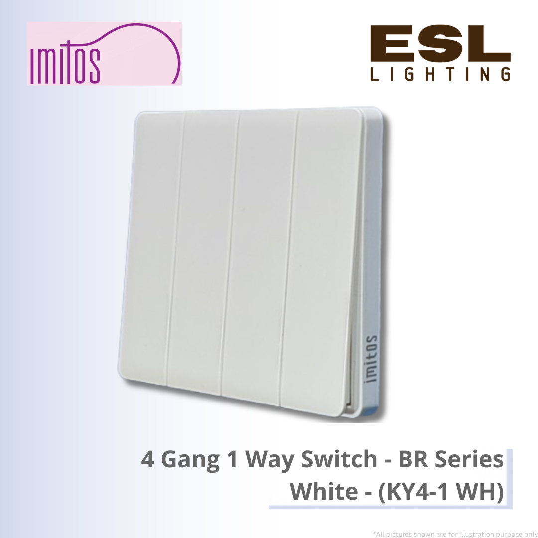 IMITOS 4 Gang 1 Way Switch (BR Series) White - KY4-1 WH [SIRIM]