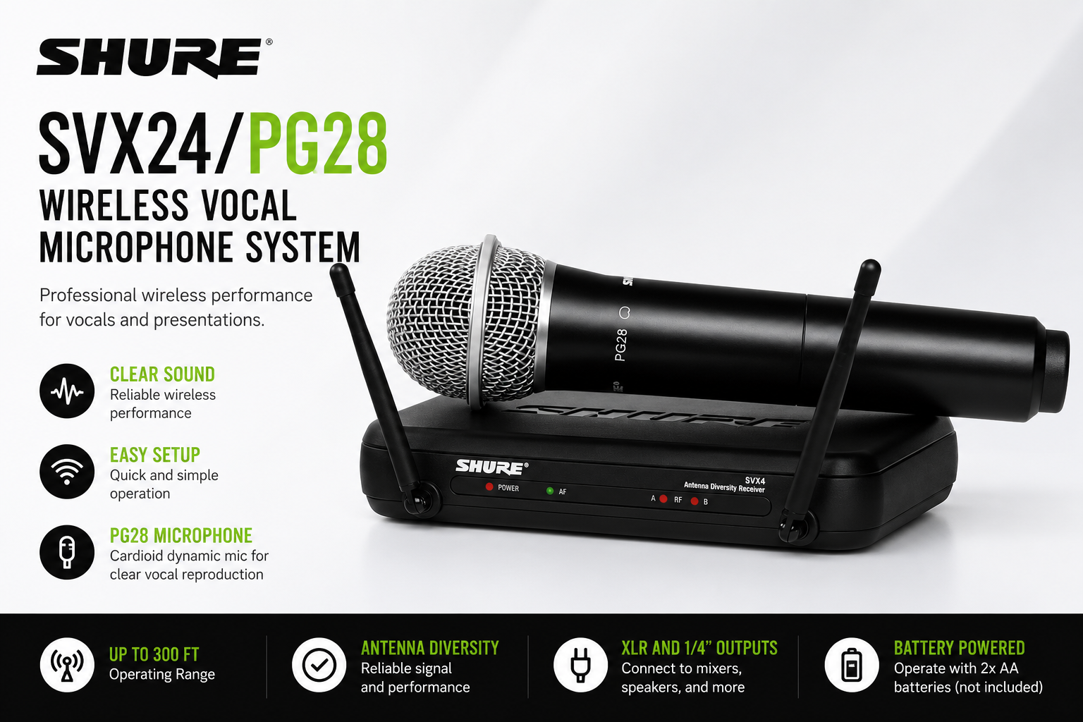 Shure SVX24/PG28 – Sistem Mikrofon Vokal Tanpa Wayar