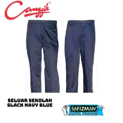 Seluar Biru Slack Rendah Menengah Brand Canggih