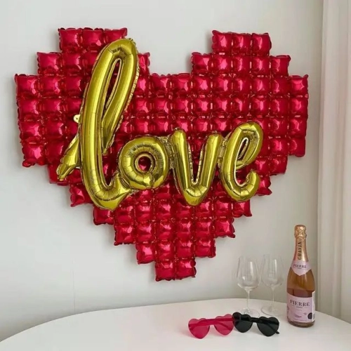 Heart Shape Foil Balloon Backdrop Decoration Red (FB-MC-TX153-R)