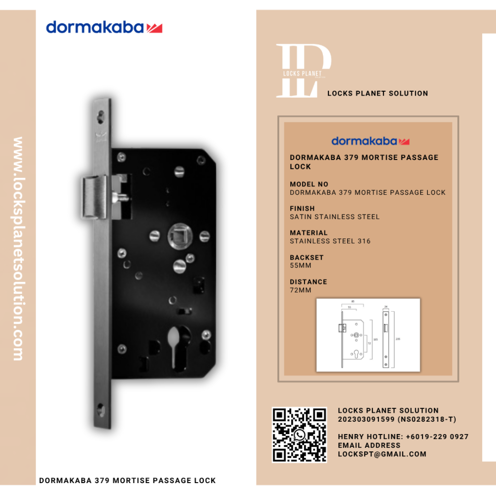 DORMAKABA 379 MORTISE PASSAGE LOCK