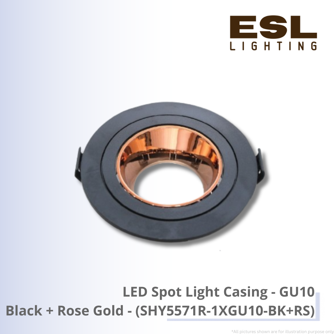 LED Spot Light Casing GU10 Black+Rose Gold - SHY5571R-1XGU10-BK+RS