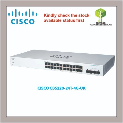 CISCO CBS220-24T-4G-UK : Cisco Business 220 24-port GE, 4 x 1G SFP Smart Switches