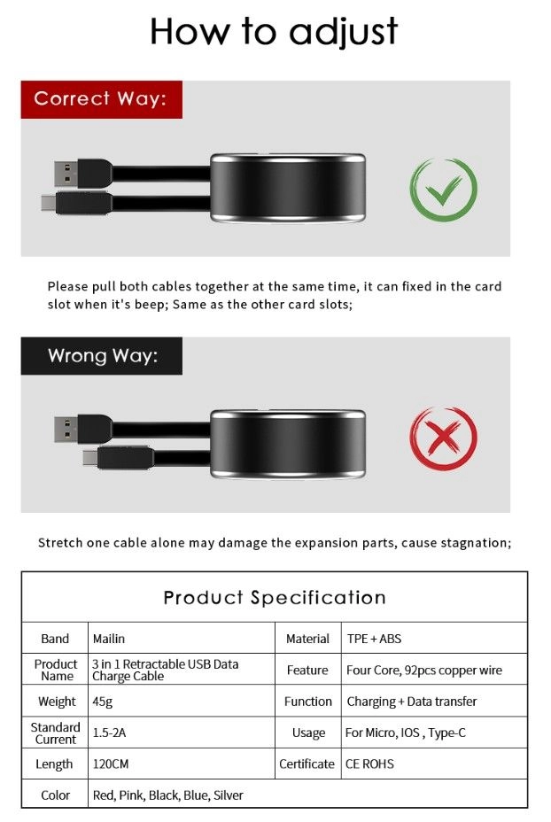 UC 107  3 In 1 USB C Cable