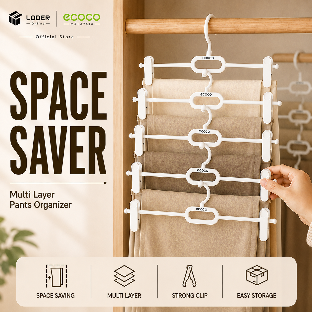 LODER ECOCO Space Saving Hanger Multi Layer Clothes Hanger Wardrobe Organizer Closet Storage Hanger