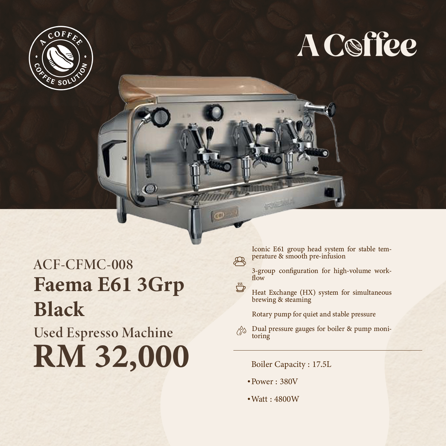 Faema E61 3Grp Black