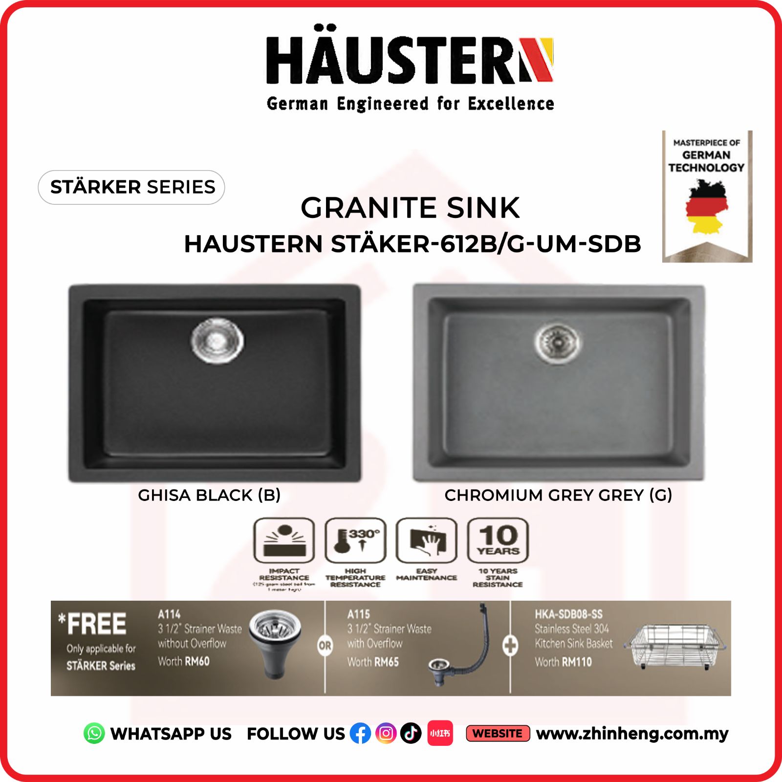 ​​​​​HAUSTERN STARKER KITCHEN SINK HAUSTERN STARKER-612B/G-UM-SDB